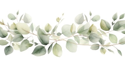 Image of eucalyptus branch on a white background. - obrazy, fototapety, plakaty