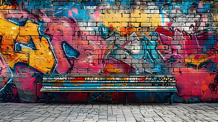 Bright street art graffiti style in city alley