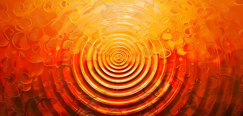 Vibrant, pulsating circles in sunset orange on a textured canvas, creating a hypnotic digital...