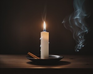 Obraz na płótnie Canvas burning candle in a candlestick