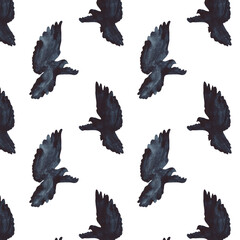 Christian card and hand drawn bird pattern.Ink handwriting inscriptions.Bird pattern.Typography and lettering.