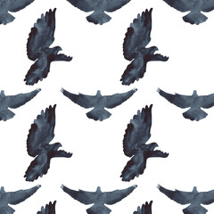 Christian card and hand drawn bird pattern.Ink handwriting inscriptions.Bird pattern.Typography and lettering.