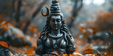 Foto op Aluminium Representation of Shiva a Hindu god symbolizing concepts of Hinduism religion. Concept Comparative Religions, Hindu Mythology, Deity Symbolism, Hindu Iconography, Religious Art © Ян Заболотний