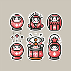 Cute Daruma Cartoon Vector Art Design