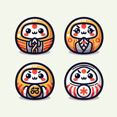 Cute Daruma Cartoon Vector Art Design