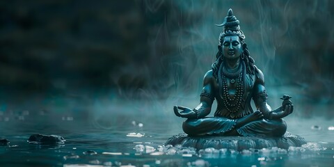 Representation of Hindu god Shiva in a divine and spiritual manner. Concept Hinduism, Shiva, Divine, Spiritual, Representation - obrazy, fototapety, plakaty