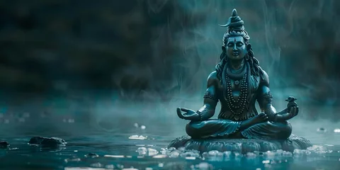 Foto op Aluminium Representation of Hindu god Shiva in a divine and spiritual manner. Concept Hinduism, Shiva, Divine, Spiritual, Representation © Ян Заболотний