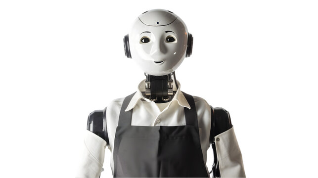 Robot Waiter or Chef Cook On Transparent Background