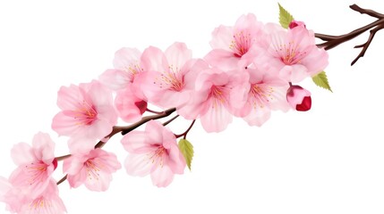 Blossom of a cherry tree isolated over white background