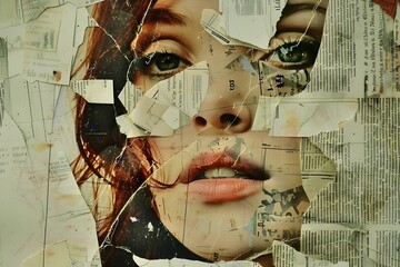 Illustration of a woman made with paper clippings