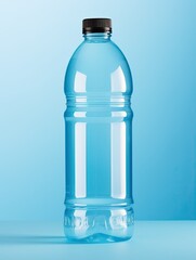 Empty plastic bottle on blue background