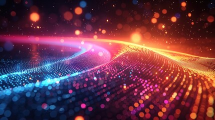 Obraz premium Experience the dynamic interplay of blue hues symbolizing the intricate network connectivity vital for AI algorithms, quantum computing, and seamless communication. Generative AI