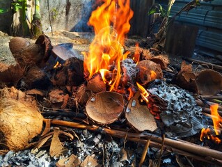 Fire burning garbage 