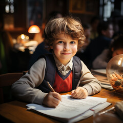 little child reading a book