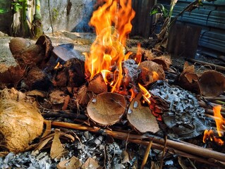 Fire burning garbage