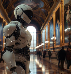 Robot Exploring Art Gallery Exhibition