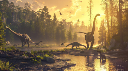 dinosaurs in the forest