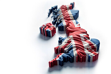 3D United Kingdom Model Wrapped in Patriotic Union Jack Flag: National Pride and Sovereignty