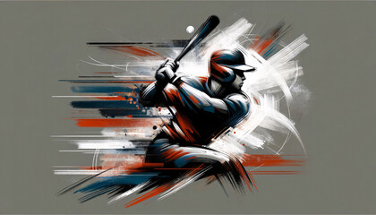 baseball player with abstract paint strokes and artistic textures - obrazy, fototapety, plakaty