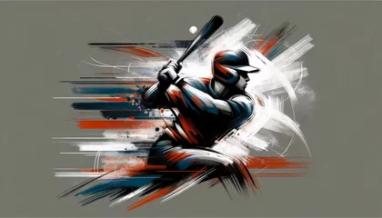 Fotobehang baseball player with abstract paint strokes and artistic textures © CHOI POO