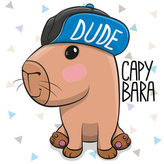 Capybara with cap on a white background