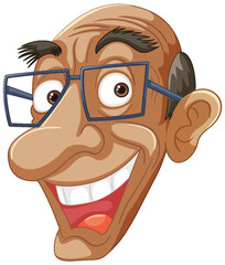 Vector illustration of a happy, bespectacled man