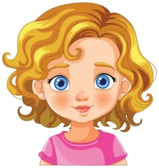 Stof per meter Kinderen Vector illustration of a cheerful young girl