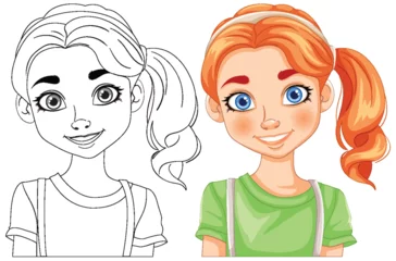 Keuken spatwand met foto Vector illustration of a girl, sketched and colored © GraphicsRF