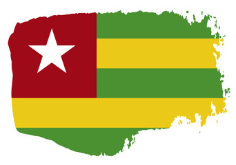 Togo flag with palette knife paint brush strokes grunge texture design. Grunge brush stroke effect