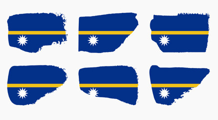 Nauru flag collection with palette knife paint brush strokes grunge texture design. Grunge brush stroke effect set
