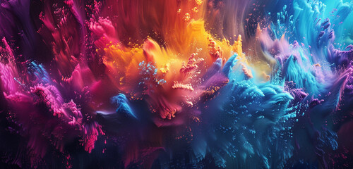 Dynamic gradients collide, forming a mesmerizing abstract dance of vivid colors.