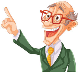 Animated professor character gesturing with enthusiasm
