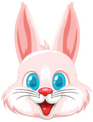 Cartoon illustration of a cheerful pink rabbit.