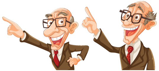 Two animated elderly men gesturing with enthusiasm