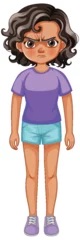 Poster Cartoon of a young girl looking upset and cross © GraphicsRF