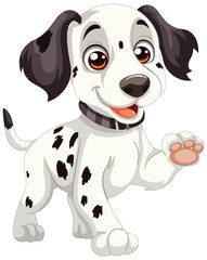 Cartoon Dalmatian puppy smiling with paw up