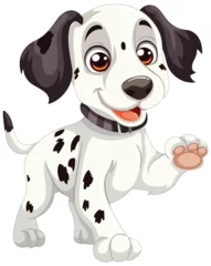 Poster Kinder Cartoon Dalmatian puppy smiling with paw up