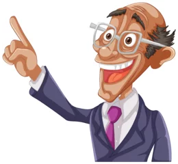 Foto auf Acrylglas Cartoon of a happy professor gesturing upwards © GraphicsRF