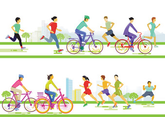 Personen treiben Sport in der Freizeit, illustration