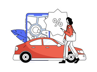 Flat vector concept operation hand drawn illustration of people taking a taxi
