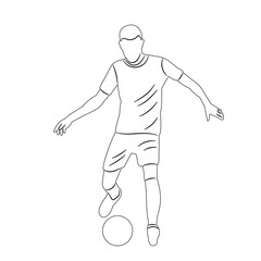 man playing football, sketch, outline, vector