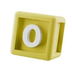number 0 3d building blocks colourful cube for learning, on transparent background
