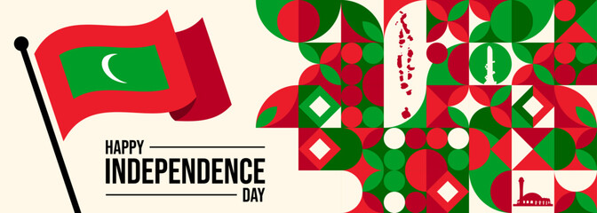 Maldives national day banner with Maldivian flag colors theme background