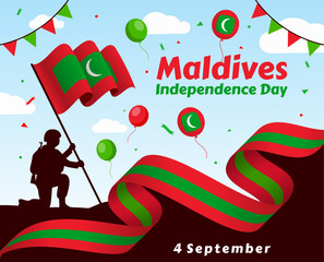 Maldives national day banner with Maldivian flag colors theme background