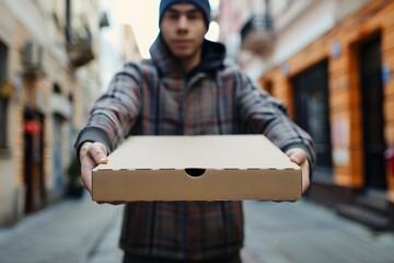 Man delivering a pizza