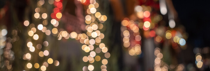 Christmas decorations, lights on city streets, bokeh