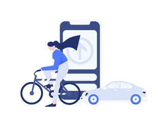 Flat vector concept operation hand drawn illustration of people taking a taxi
