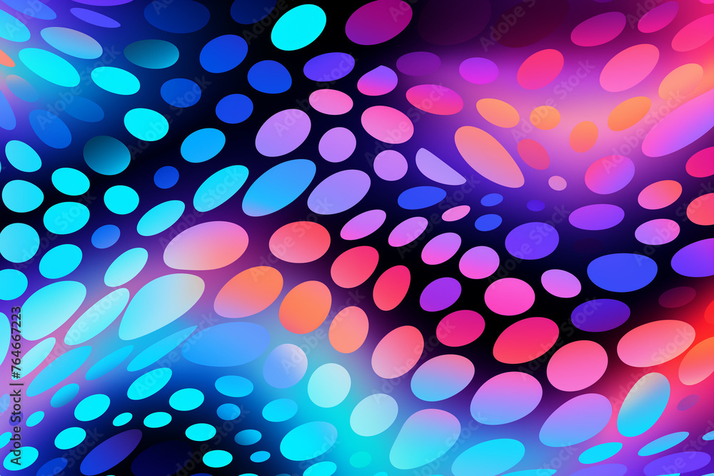 Poster iridescent texture with oval dots, vector seamless pattern background