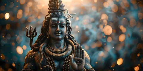 Fotobehang Representation of Hindu god Shiva embodying the essence of Hinduism religion. Concept Hinduism, Religion, Shiva, Deity, Representation © Ян Заболотний