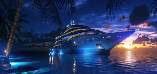 Gordijnen Cruise Ship in the tropical island in summer night © Maizal